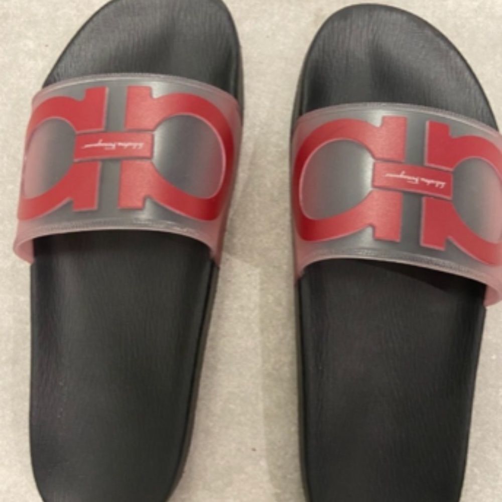 Mens groove 6 gancini translucent slide sandals Salvatore ferragamo